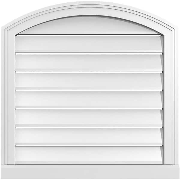 Ekena Millwork 24 in. x 42 in. Arch Top Surface Mount PVC Gable Vent: Decorative with Brickmould Sill Frame