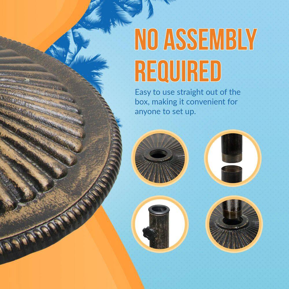 Bronze 50-lb Cast Iron Umbrella Base with Adjustable Stem