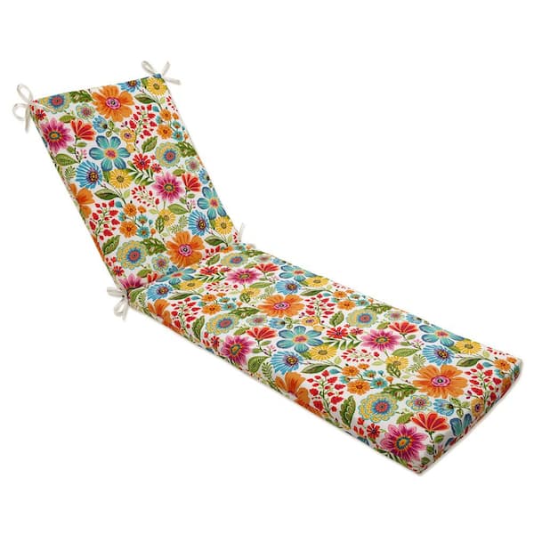 Pillow Perfect Floral 23 x 30 Outdoor Chaise Lounge Cushion in Blue/Purple Gregoire