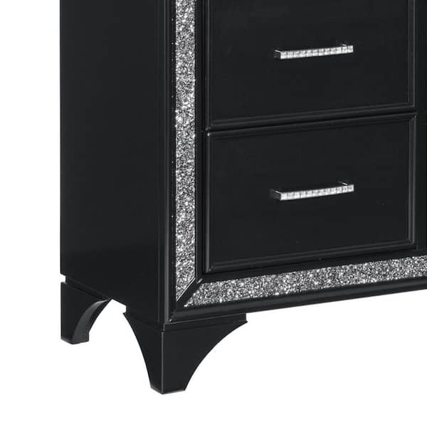 Black and silver dresser deals with mirror