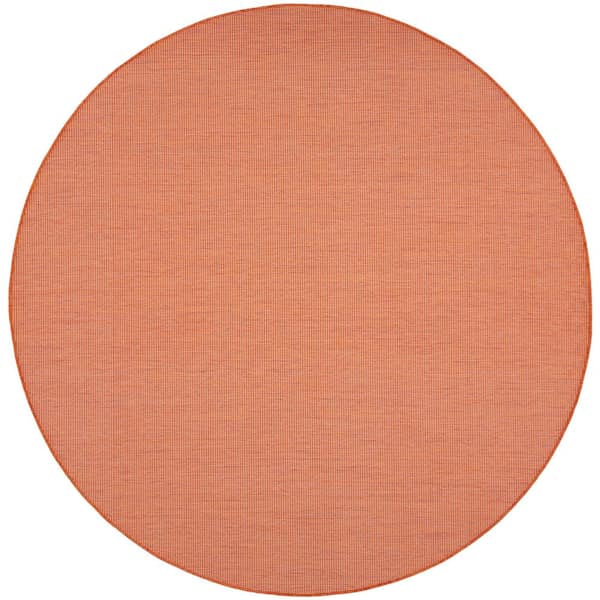 Positano Terracotta 8 ft. x 8 ft. Round Solid Modern Indoor/Outdoor Patio Area Rug