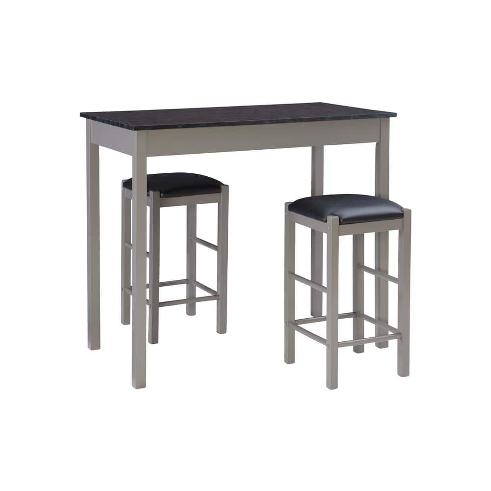 Reviews for Linon Home Decor Tahoe Grey Wood with Black Faux Marble Top ...