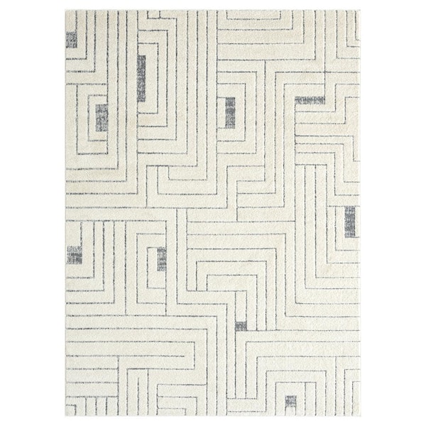 Abani Cabo Cream 5 ft. 3 in. x 7 ft. 6 in. Abstract Polypropylene Area Rug