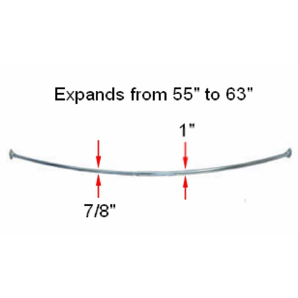 Adjustable Polished Chrome Curved Shower Rod 55-63 Inches