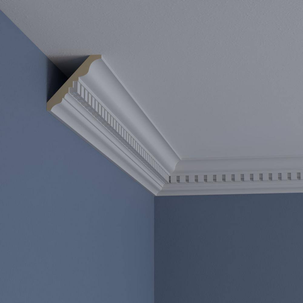 White Polyurethane Dentil Crown Moulding, 94.5 inches