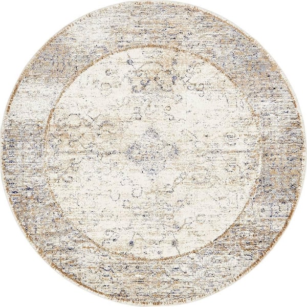 Unique Loom Augustus Naples Ivory 8' 0 x 8' 0 Round Rug