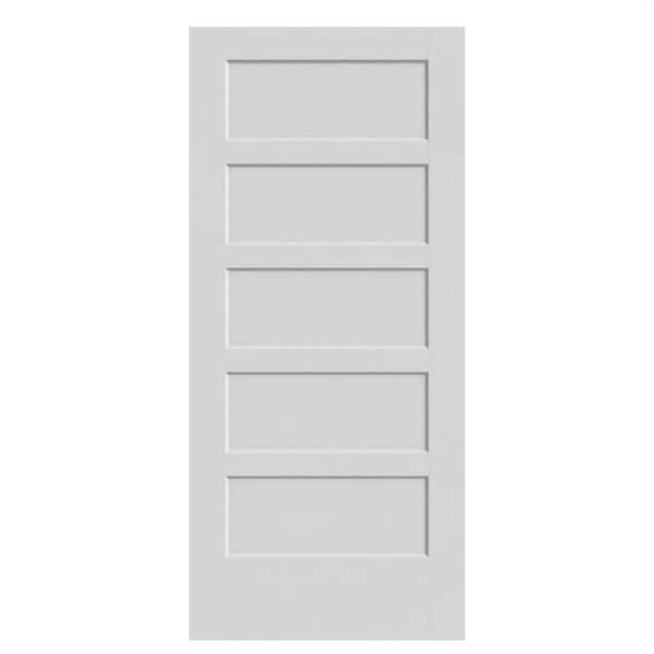 Masonite 36 in. x 80 in. 5-Panel Bayshore Single Bore Solid Core Primed Molded Composite Interior Door Slab