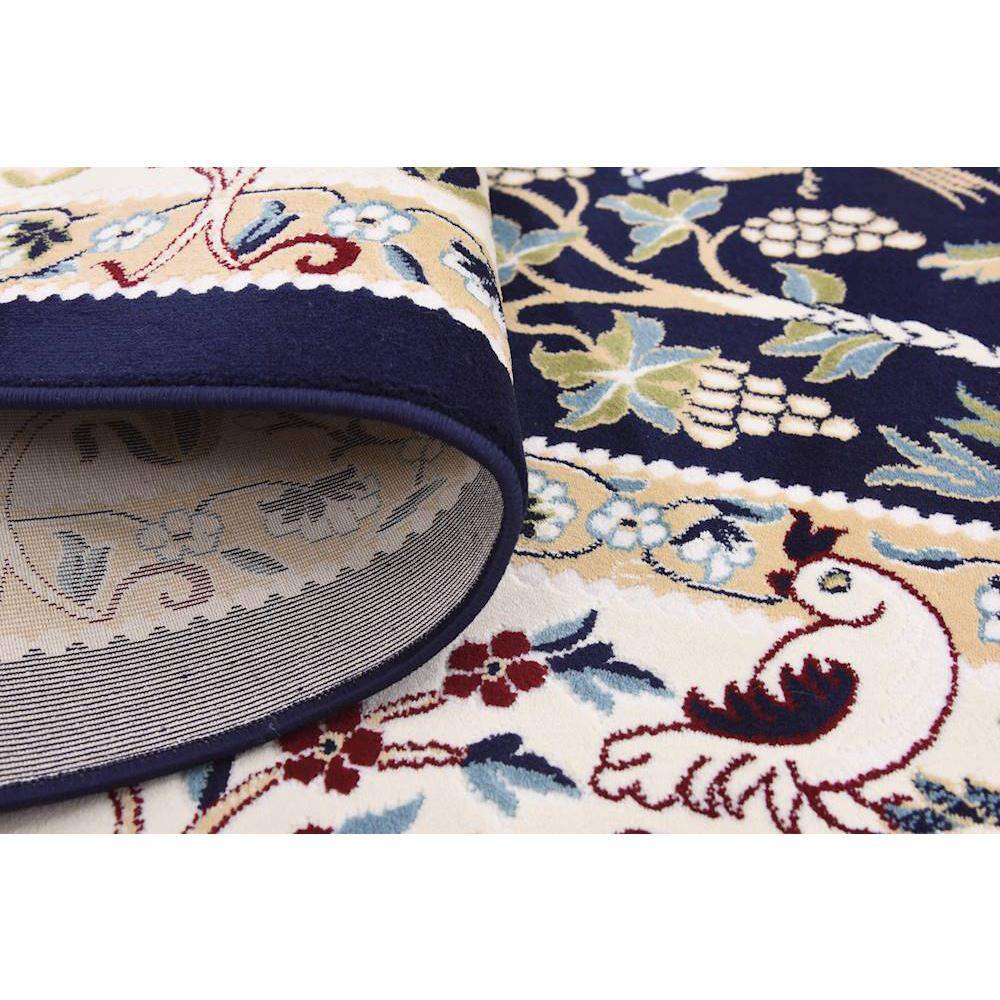 Navy Blue Floral Synthetic 8' x 10' Rectangular Area Rug