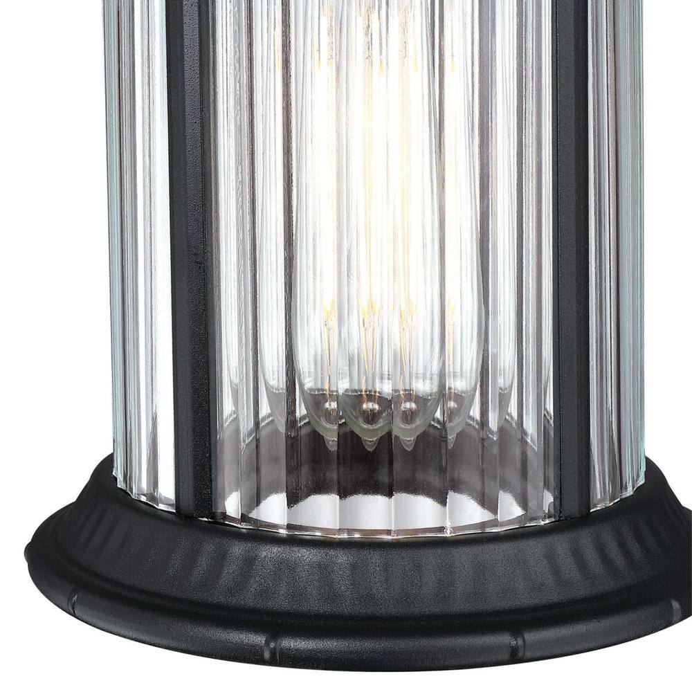 Textured Black and Clear Ribbed Glass Outdoor Wall Lantern