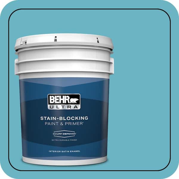 BEHR ULTRA 5 gal. #530D-5 Riverside Blue Extra Durable Satin Enamel Interior Paint & Primer