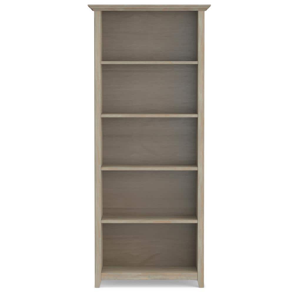 Distressed Grey Pine Adjustable 5-Shelf Bookcase