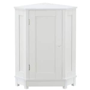 17.5 in. W x 17.5 in. D x 31.4 in. H White Triangle Corner Bathroom Linen Cabinet Storage with 1-Door