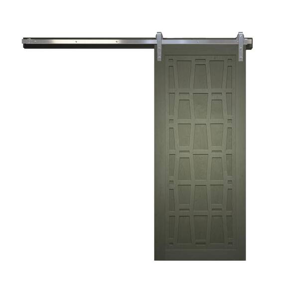 VeryCustom 36 in. x 84 in. Whatever Daddy-O Gauntlet Wood Sliding Barn Door with Hardware Kit in Stainless Steel