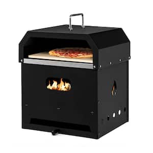 4-in-1 Wood Fired Outdoor Pizza Oven, 2-Layer Pizza Maker with Cover, Pizza Stone, Shovel, Grill Grid, for Outside