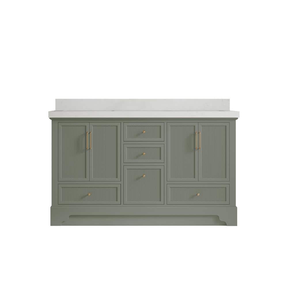 Alys 60 in. W x 22 in. D x 36 in. H Double Sink Bath Vanity in Evergreen with 2 in. Carrara Quartz Top price history on PriceWatchPro