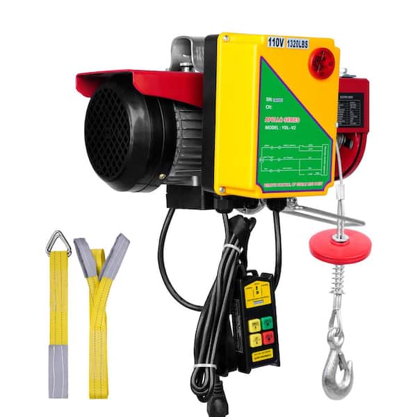 1320 lbs. Electric Hoist, Lifting Capacity, 1150W 110V Electric Steel Wire Winch with Wireless Remote Control, 40ft.