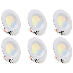 4 in. Adjustable CCT LED Downlight Recessed Lighting New Construction or Remodel Dimmable Indoor (6-Pack)
