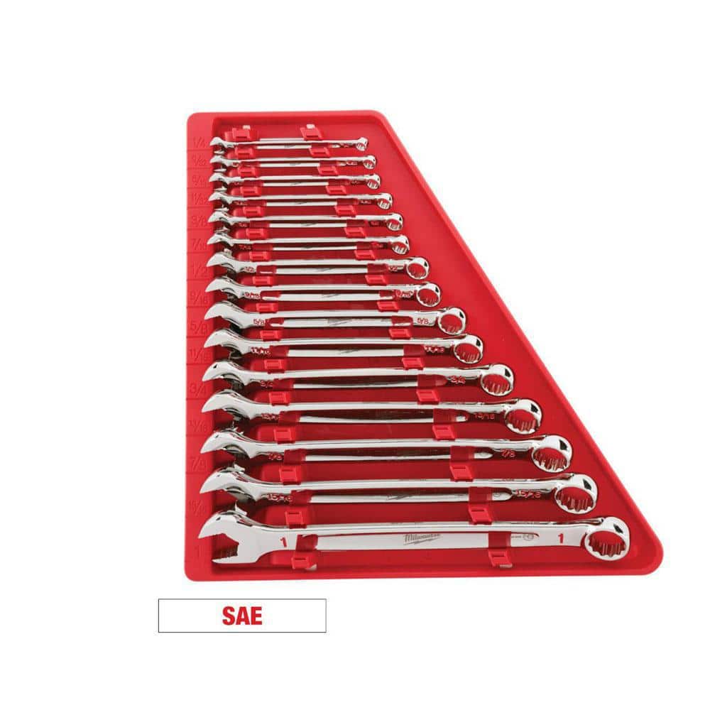 Milwaukee Combination SAE Wrench Mechanics Tool Set (15-Piece)