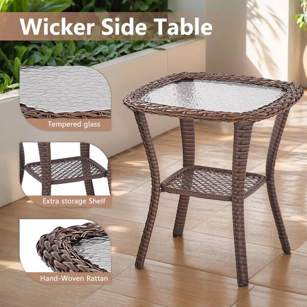 Opohoro Artisan Brown 6-Piece Wicker Swivel Glider Patio