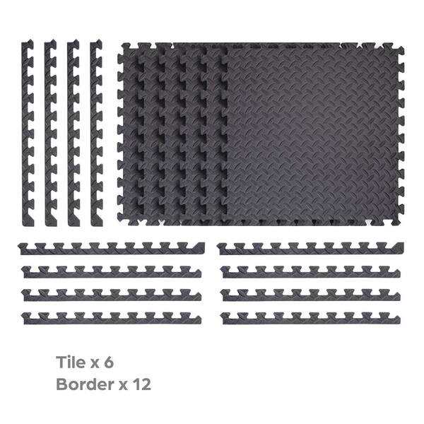 Norsk Gray 24 in. x 24 in. x 0.47 in. Foam Interlocking Floor Mat