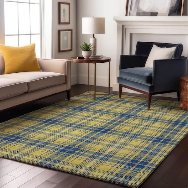 Mayfield Premium Machine Washable Abstract AMF993 Yellow 5 ft. x 7 ft. 6 in. Area Rug