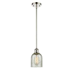 Caledonia 1-Light Polished Nickel Shaded Pendant Light with Mica Glass Shade