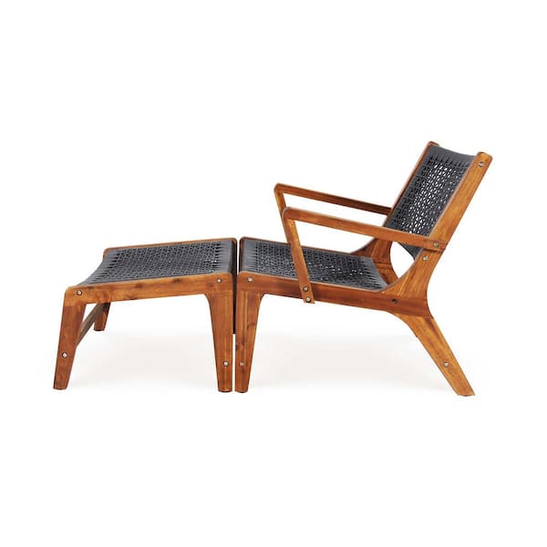 The - (2-Piece) Chair 133-1662-030 Rope 4 Outdoor Set Sevilla Wood Chair with Gray Lounge Chair in Depot Home Brown Arms Footrest HOME Frame MADE