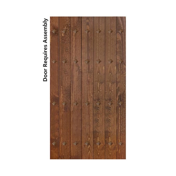 ISLIFE Mid-Century New Style 42 in. x 84 in. Dark Walnut DIY Solid Wood Sliding Barn Door Slab