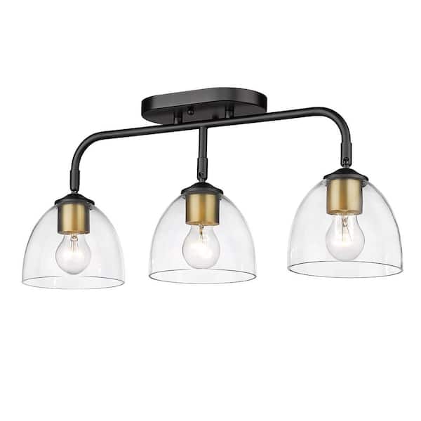 Roxie 3-Light Matte Black Clear Glass Semi-Flush Mount