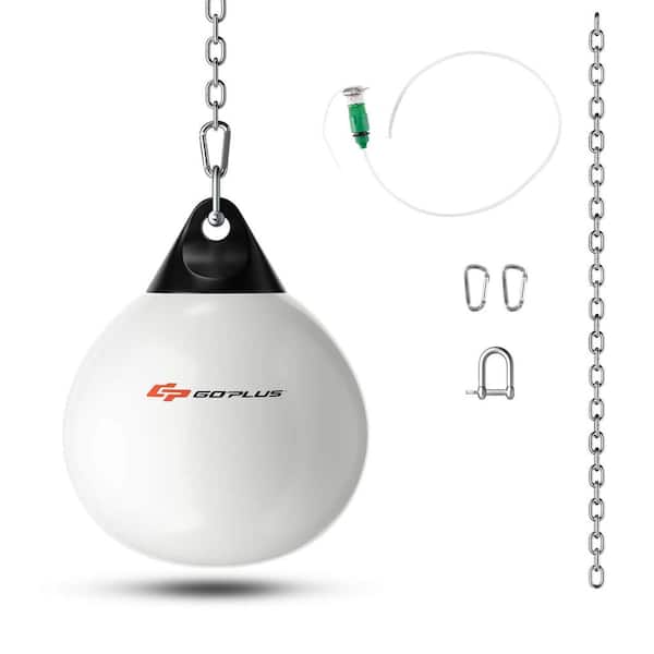 Costway Water Punching Bag 21 in. 180 lbs. Heavy Punching Bag with Adjustable Metal Chain White