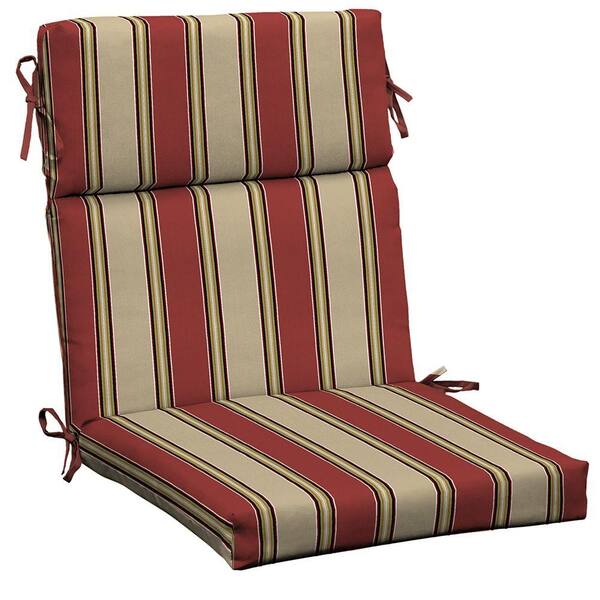 Hampton Bay Wide Chili Stripe Outdoor Dining Chair Cushion