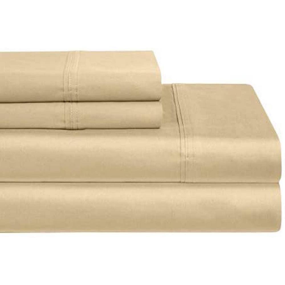 1200Thread Count Deep Pocket Solid Cotton Sheet Set (King, Taupe) 1200