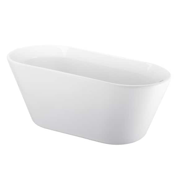 Aoibox Contemporary 61.02 in. x 29.92 in. Soaking Bathtub with Right Drain in White