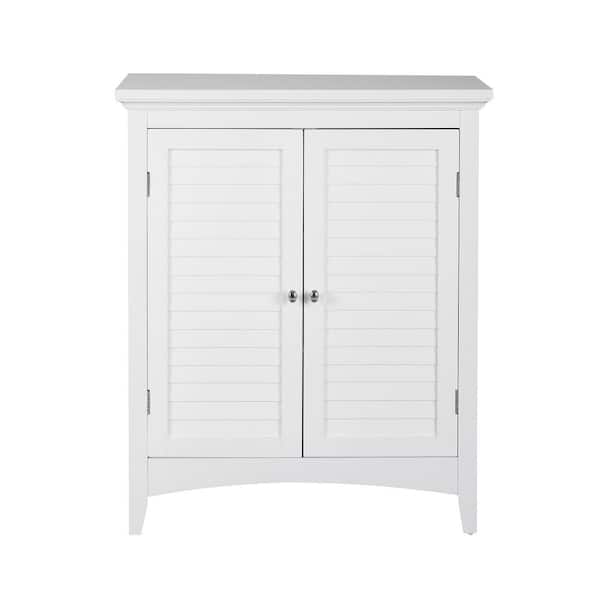 Glancy 26 in. W x 13 in. D x 32 in. H Freestanding Two-Door Floor Storage Linen Cabinet in White