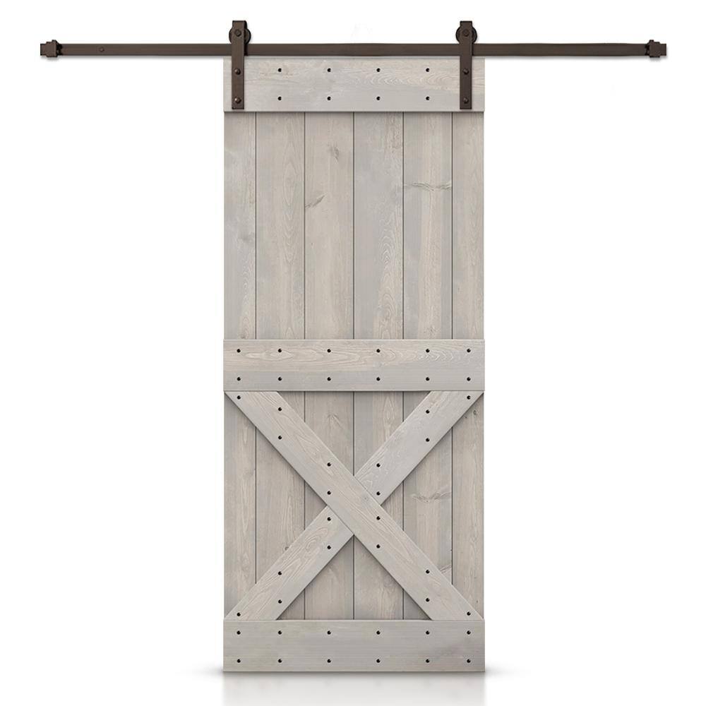 Mini X 22 in. x 84 in. Silver Gray Stained DIY Wood Interior Sliding Barn Door with Hardware Kit price history on PriceWatchPro
