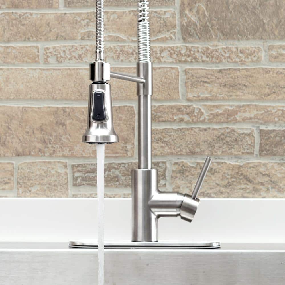 Stainless Steel Pull-Down Kitchen Faucet with Soap Dispenser