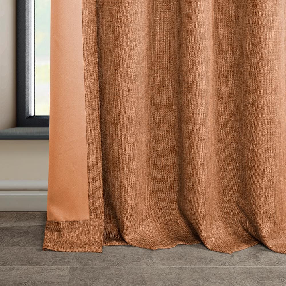 Desert Orange Faux Linen Blackout Grommet Window Panel - 50" x 96"