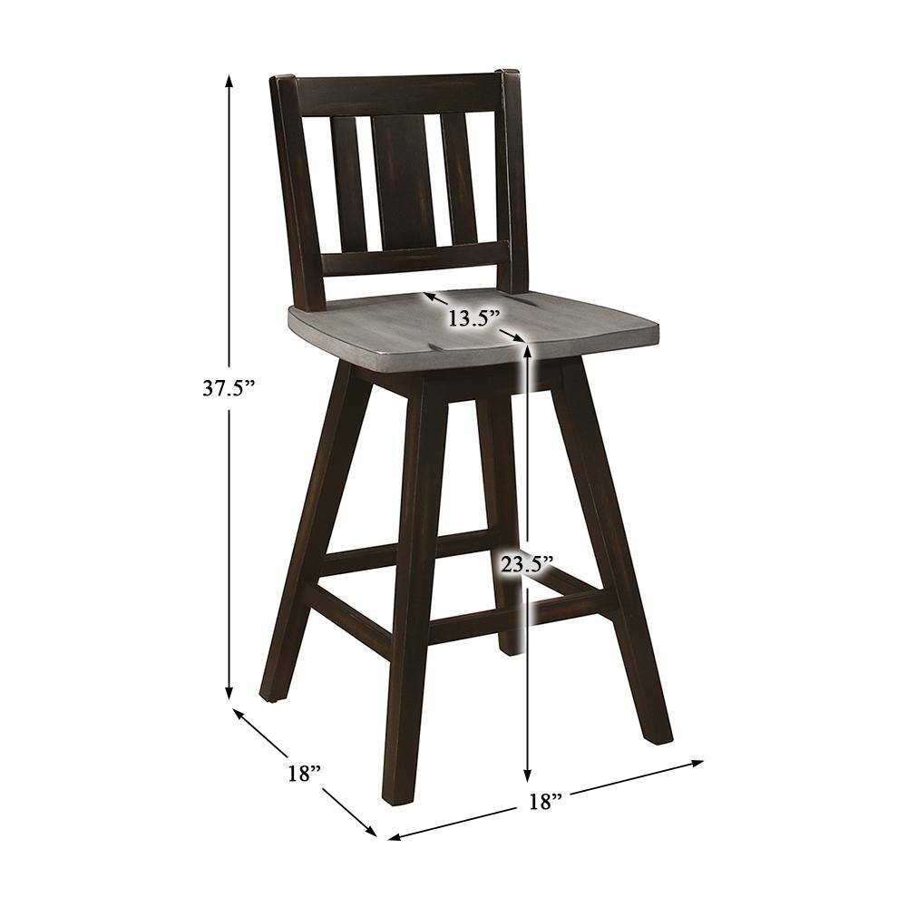 Amsonia Distressed Gray and Black Swivel Wood Counter Stools
