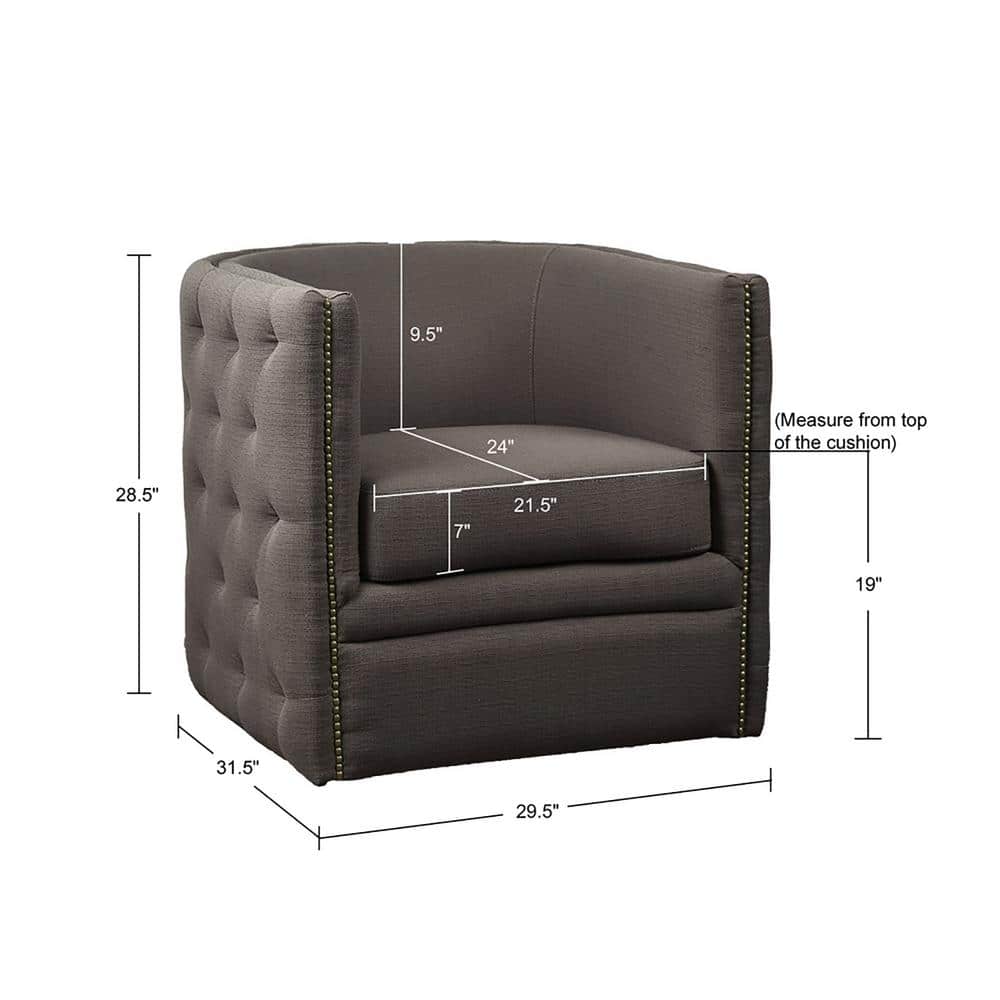 Grayson Barrel Swivel Accent Chair in Gray Leather