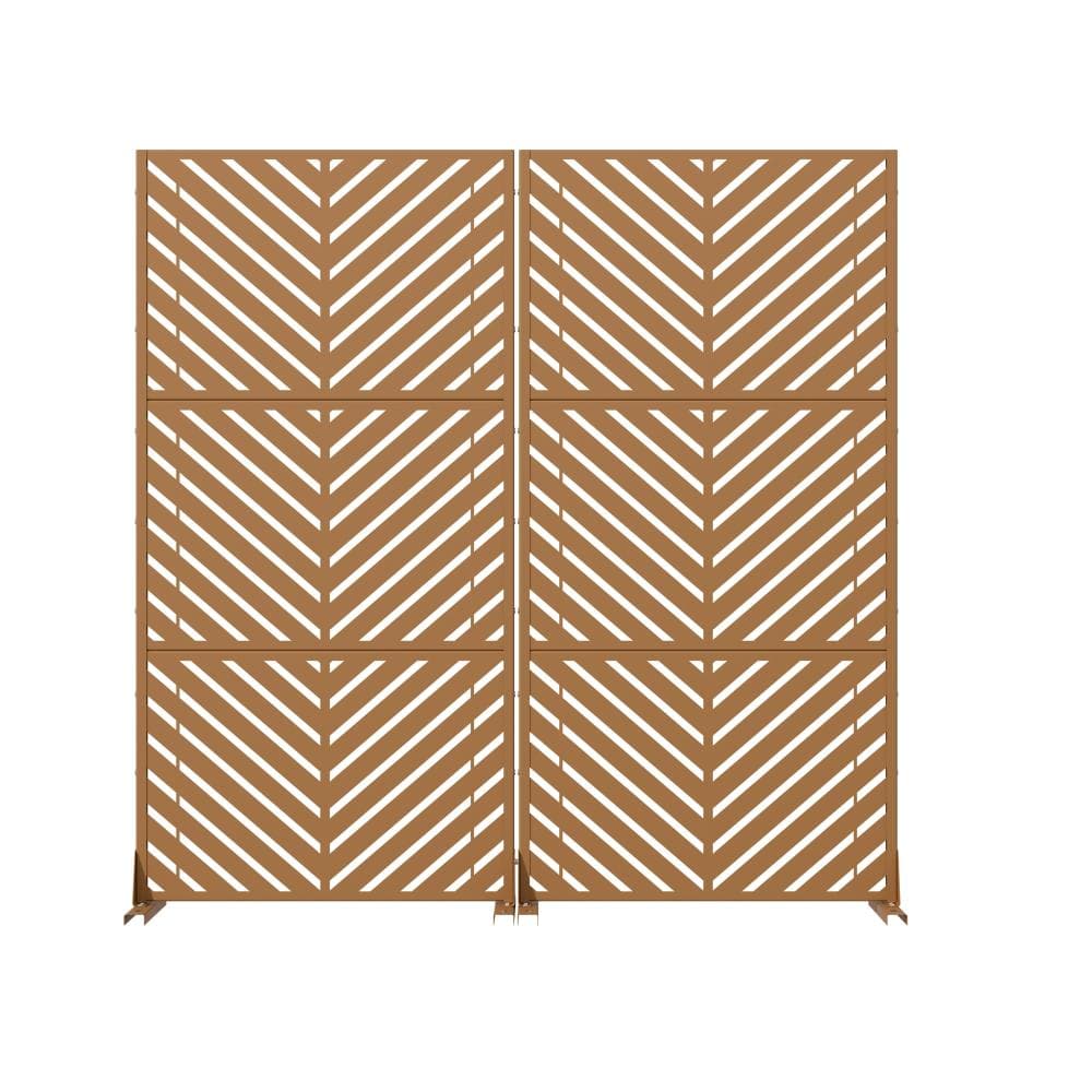 72 in. H x 35.5 in. W Outdoor Brown Galvanized Steel Decorative Garden Fence Privacy Screen (2-Pack) price history on PriceWatchPro