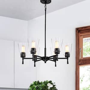 Briarwood 6-Light Matte Black Modern Chandelier with Clear Cone Glass Shades