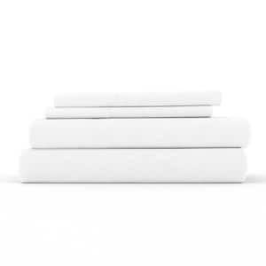 4-Piece White Solid Linen & Rayon from Bamboo Blend California King Deep Pocket Bed Sheet Set
