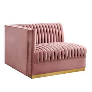 Sanguine 41 in. Channel Tufted Performance Velvet Modular Sectional Sofa Left-Arm Chair in Dusty Rose Pink