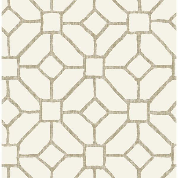 A-Street Prints Addis Beige Neutral Trellis Matte Non Woven Wallpaper Roll