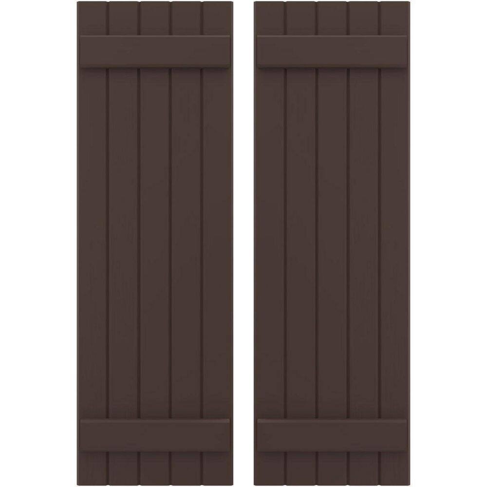 17-1/2 in. W x 42 in. H Americraft 5 Board Exterior Real Wood Joined Board and Batten Shutters Raisin Brown price history on PriceWatchPro