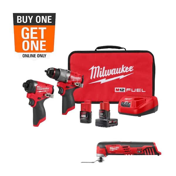 M12 FUEL 12-Volt Li-Ion Brushless Cordless Hammer Drill and Impact Driver Combo Kit (2-Tool) with M12 Multi-Tool