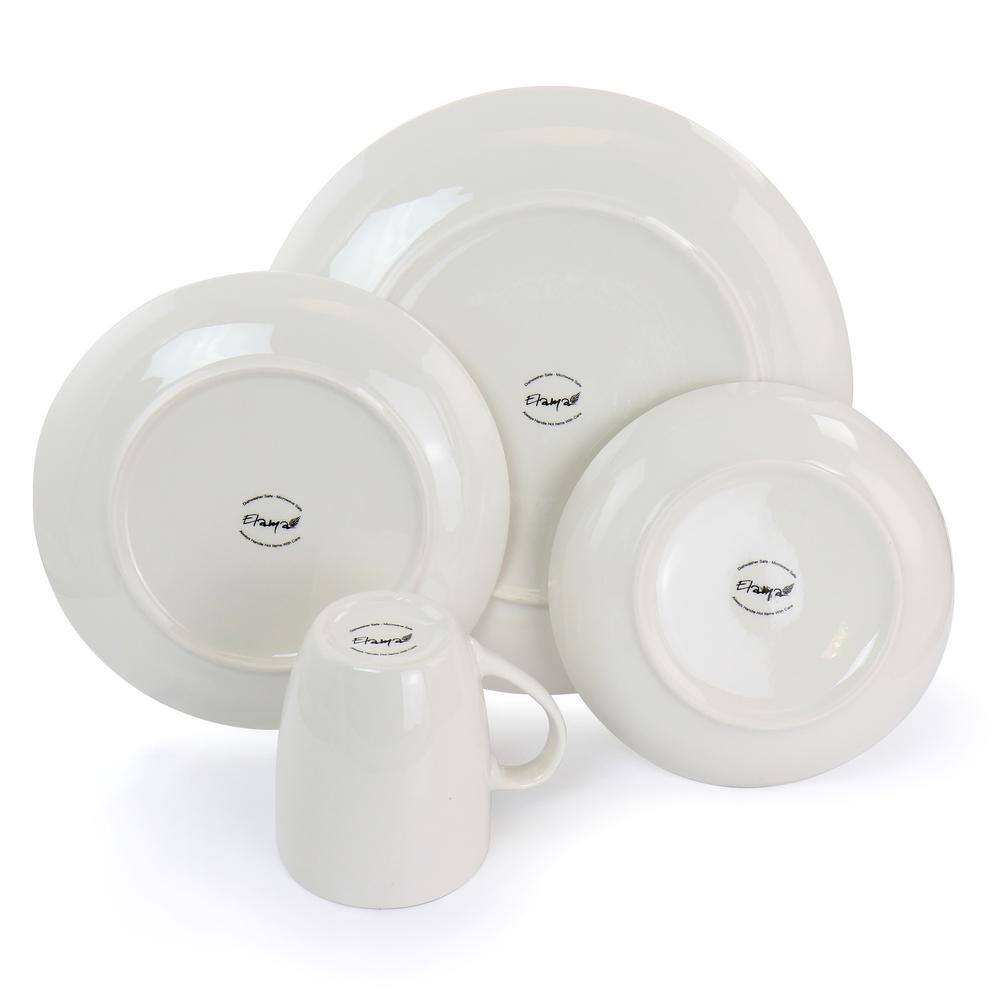 White Porcelain 32-Piece Dinnerware Set with Serving Bowls