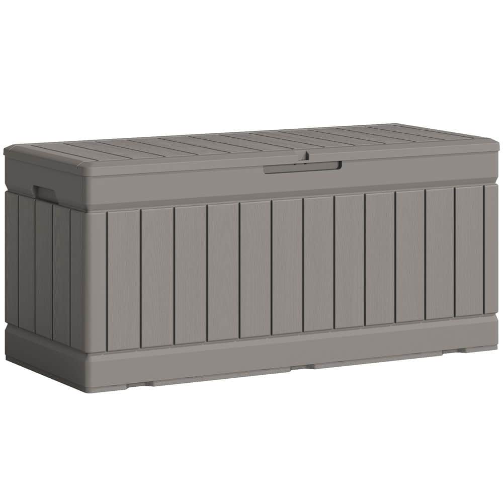 82 Gal. Fusion Style Deck Box Light Mocha Outdoor Resin Storage Box