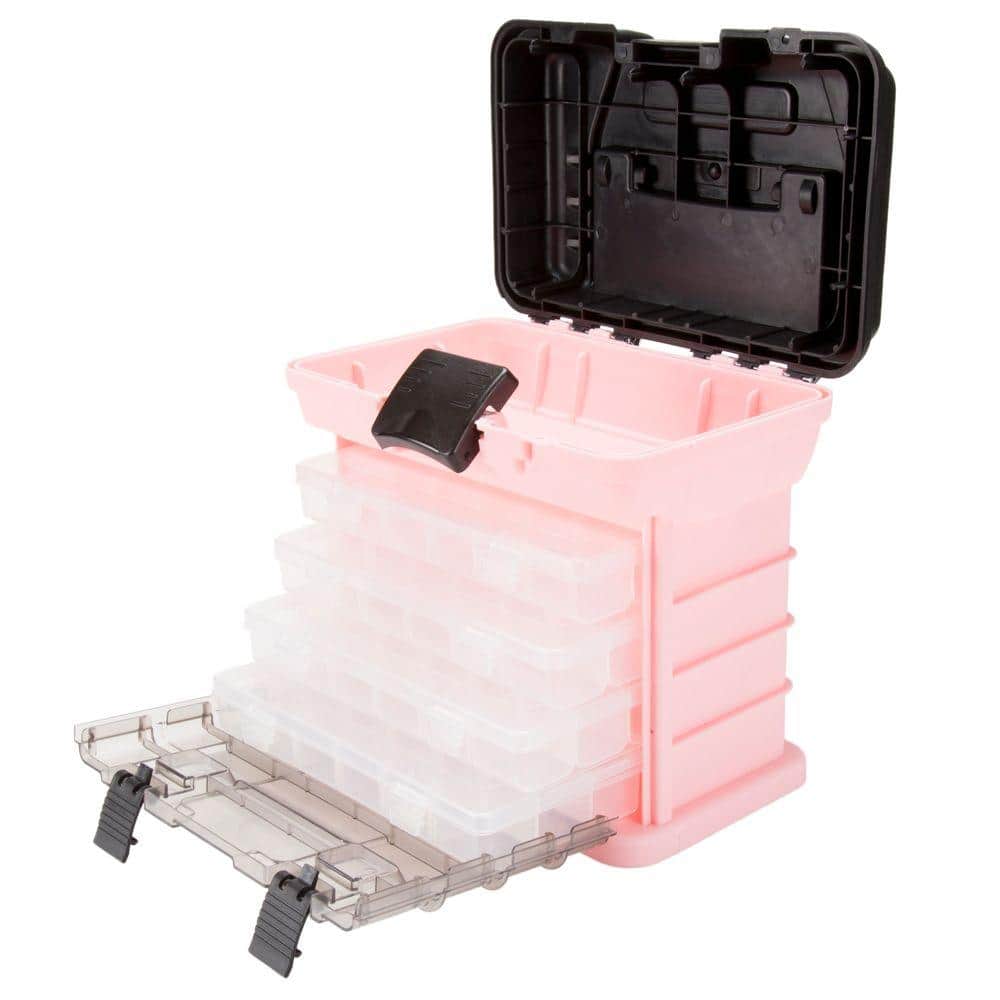 Stalwart Parts and Crafts Rack Style Pink Tool Box with 4 Organizers  75-STO3183 - The Home Depot