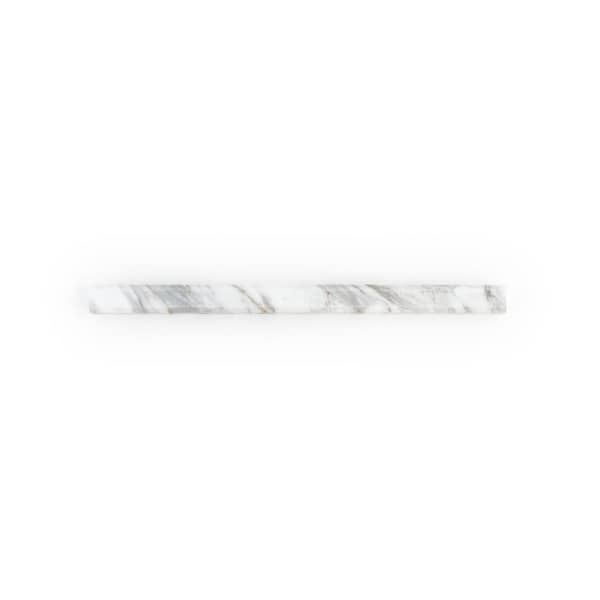 Volakas White 0.75 in. x 12 in. Honed Marble Pencil Trim Wall Tile (0.0625 sq. ft./ Each)
